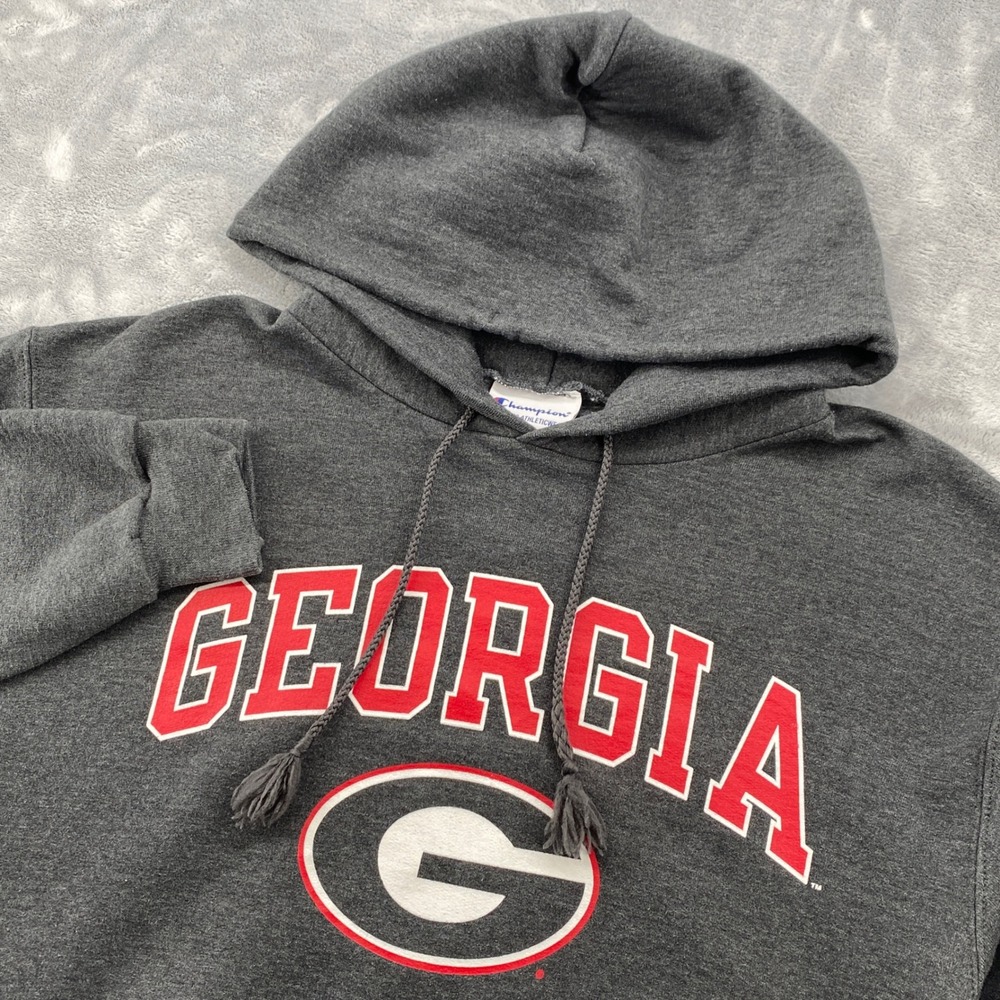 Champion Georgia Bulldogs Hoodie Medium Gray Pullover Sweatshirt University